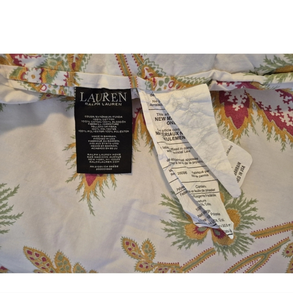 Sold! Ralph Lauren Orange White Floral Liana King/California King Comforter
